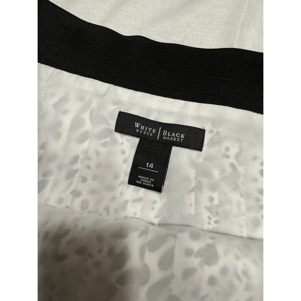 White House Black Market Animal Print Pleated Skirt Black White Size 14 Midi - Picture 4 of 7